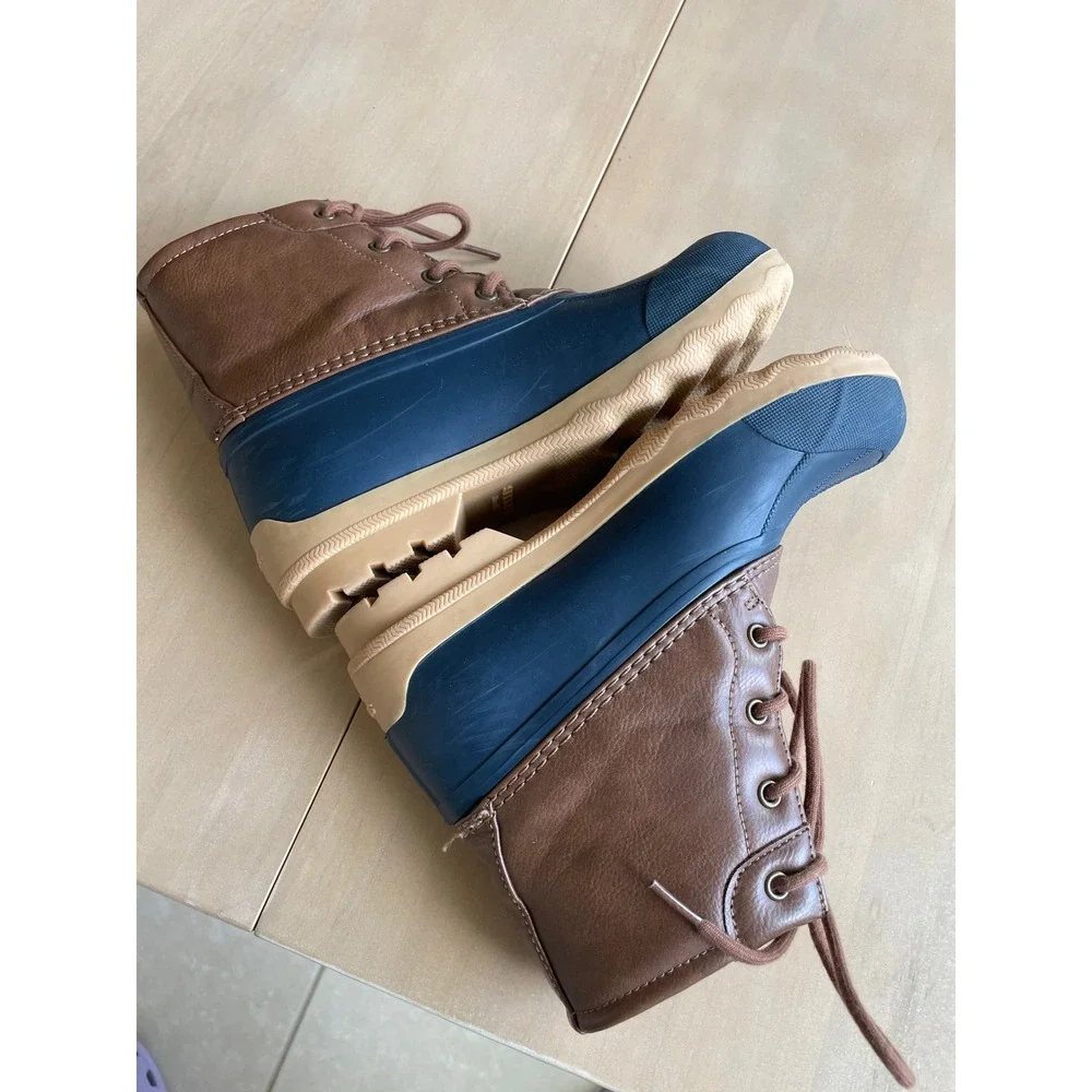 Kids Sperry Port Alpine Waterproof Duck Boots, Navy Blue Brown - Sz 3